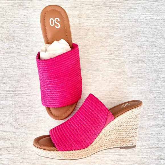 SO Shoes - New SO woven pink wedge sandals.
